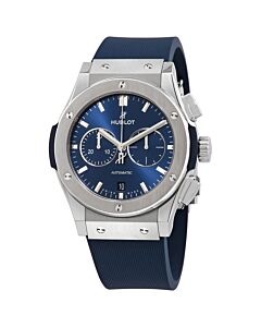 Men's Classic Fusion Chronograph Lined Rubber Blue Sunray Satin-finished Dial Watch