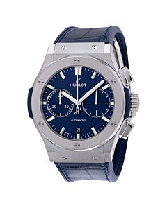 Men's Classic Fusion Chronograph Rubber and Alligator Blue Sunray Satin-finished Dial Dial