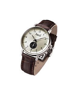 Men's Classic Genuine Leather Beige Dial Watch