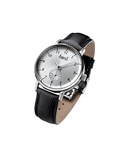Men's Classic Genuine Leather Silver-tone Dial Watch