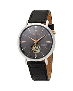 Mens-Classic-Leather-Grey-Open-Heart-Dial