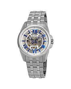 Men's Classic Stainless Steel Silver (Skeleton Center) Dial Watch