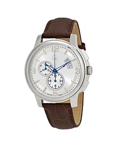 Men's Classica Chronograph Calfskin Leather Silver Dial Watch