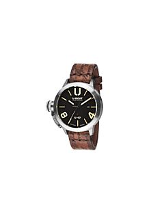 Men's Classico Rubber with Brown (Calfskin) Leather Top Black Dial Watch