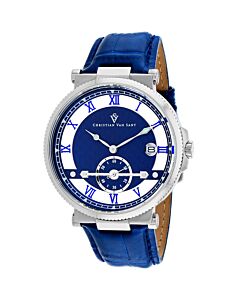 Men's Clepsydra Leather Blue Dial Watch