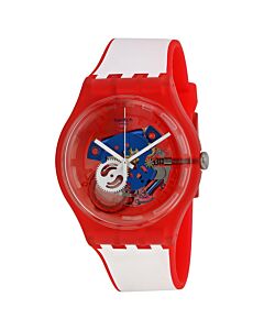 Men's Clownfish Red Silicone Red Blue Transparent Dial Watch