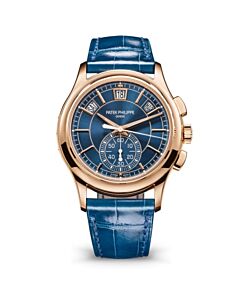 Men's Complications Chronograph Alligator Leather Blue Dial Watch