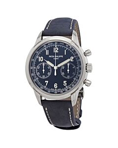 Men's Complications Chronograph Calfskin) Leather Blue Varnished Dial Watch