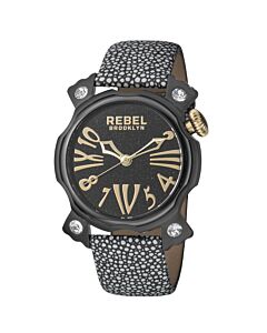 Men's Coney Island Graphite Leather Black Dial Watch