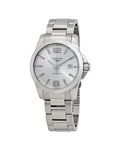 Men's Conquest Stainless Steel Silver Dial Watch