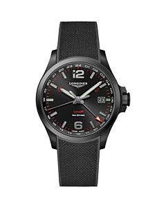 Men's Conquest V.H.P. GMT Rubber Black Dial Watch