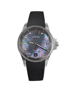 Men's Conquest V.H.P. Rubber Black Mother of Pearl Dial Watch