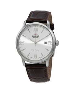 Men's Contemporary Leather White Dial Watch