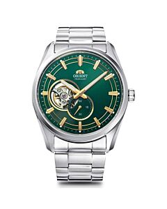 Men's Contemporary Stainless Steel Green Dial Watch