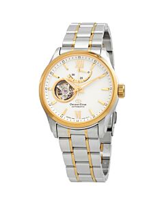 Men's Contemporary Stainless Steel White (Open Heart) Dial Watch