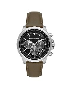 Men's Cortlandt Chronograph Leather Black Dial Watch