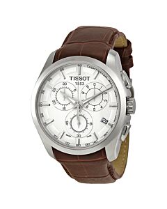 Men's Couturier Chronograph Brown Leather Silver Dial