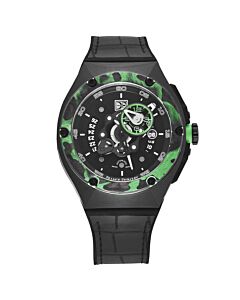 Men's Crazy Wheel Leather Black Dial Watch