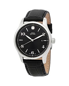 Men's Crocodile Leather Black Dial Watch