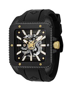 Men's Cuadro Silicone Black Dial Watch