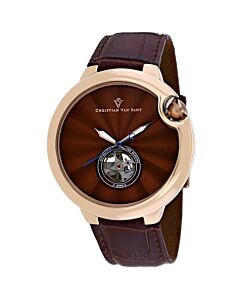 Men's Cyclone Automatic Leather Brown Dial Watch