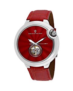 Men's Cyclone Automatic Leather Red Dial Watch