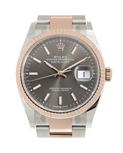 Men's Datejust Stainless Steel and 18k Everose Gold Oyster Dark Rhodium Dial Watch