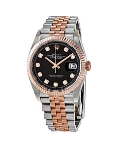 Men's Datejust Stainless Steel and 18kt Everose Gold Rolex Jubile Black Dial Watch