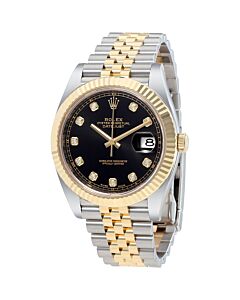 Men's Datejust Stainless Steel and 18kt Yellow Gold Rolex Jubilee Black Dial Watch