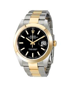 Men's Datejust Stainless Steel and 18kt Yellow Gold Rolex Oyster Black Dial Watch