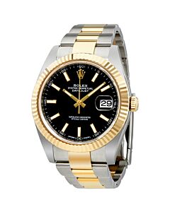 Men's Datejust 41 Stainless Steel and 18kt Yellow Gold Rolex Oyster Black Dial