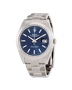 Men's Datejust Stainless Steel Oyster Bright Blue Fluted Motif Dial Watch