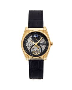 Men's Daxton Genuine Leather Black Dial Watch