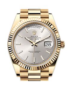 Men's Day-Date 18kt Yellow Gold President Silver-tone Dial Watch