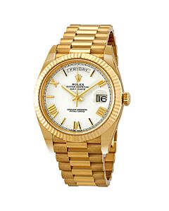 Men's Day-Date 40 18kt Yellow Gold /Ceramic Inserts Rolex President White Dial