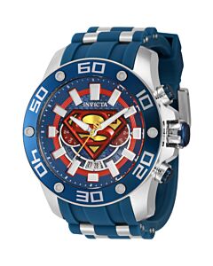 Men's DC Comics Silicone and Stainless Steel Yellow and Red and Blue Dial Watch