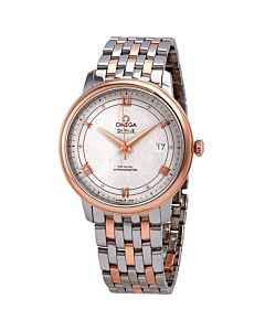 Men's De Ville Stainless Steel and 18kt Rose Gold Ivory Silvery Dial