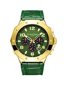 Men's Defence Timer Leather Green Dial Watch