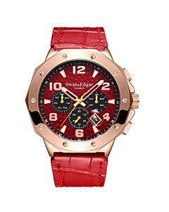 Men's Defence Timer Leather Red Dial Watch
