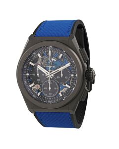 Men's Defy El Primero 21 Ultrablue Chronograph Rubber Blue Skeleton Dial Watch