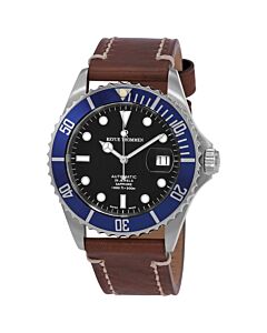 Men's Diver Leather Black Dial Watch