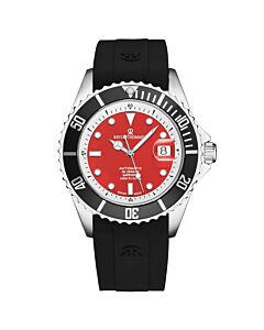 Men's Diver Rubber Red Dial Watch
