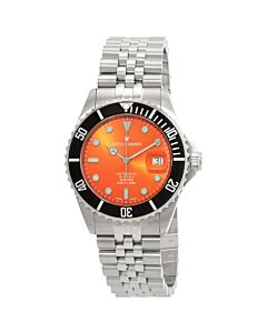 Men's Diver Stainless Steel Orange Dial Watch