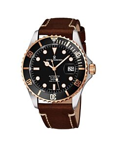 Men's Diver XL Leather Black Dial Watch