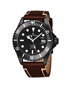 Men's Diver XL Leather Black Dial Watch