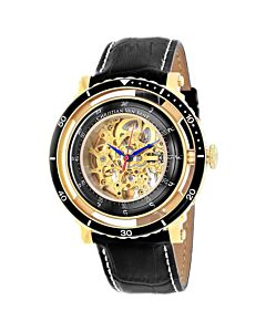 Men's Dome Leather Gold-tone Dial Watch