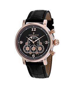 Men's Dominion Chronograph Leather Black Dial Watch