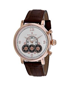 Men's Dominion Chronograph Leather Silver-tone Dial Watch