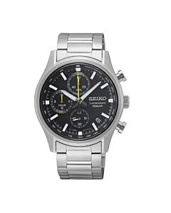 Men's Dress Chronograph Stainless Steel Black Dial Watch