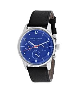 Men's Dress Sport Leather Blue Dial Watch